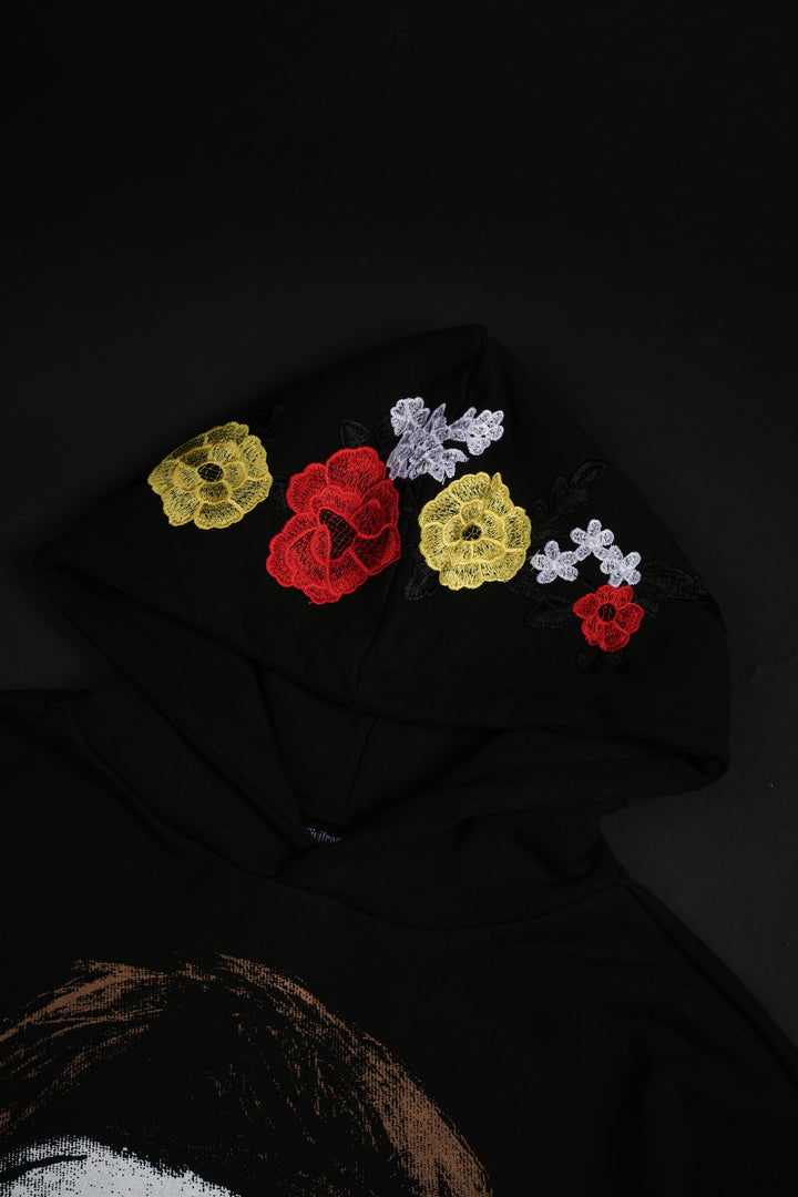 Cursed Forever Indie Rose Hoodie in Black