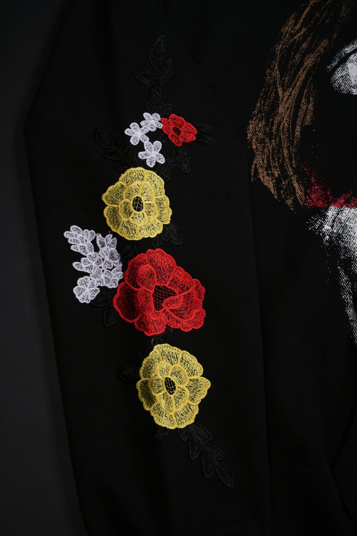 Cursed Forever Indie Rose Hoodie in Black