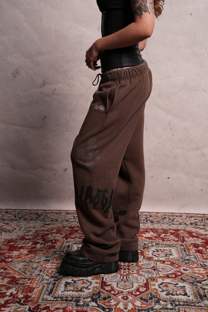 Eternal Chaos Wide Leg Fleece Pants in Sun Faded Brown