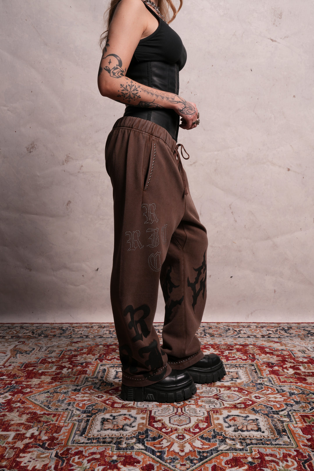Eternal Chaos Wide Leg Fleece Pants in Sun Faded Brown
