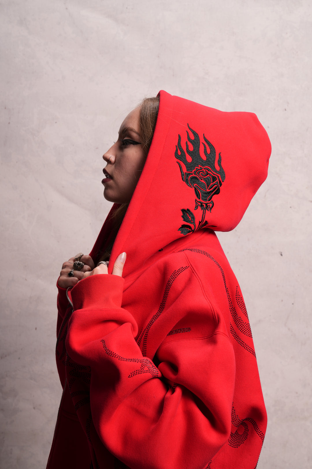 Trail Of Ashes Zip Up Hoodie in Cherry Red