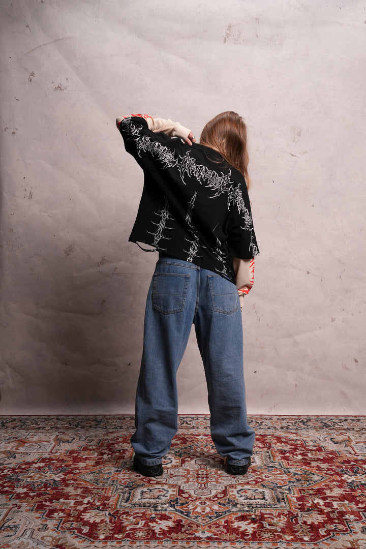 Darkness In My Bones Twofer Thermal Sleeves in Black/Butter