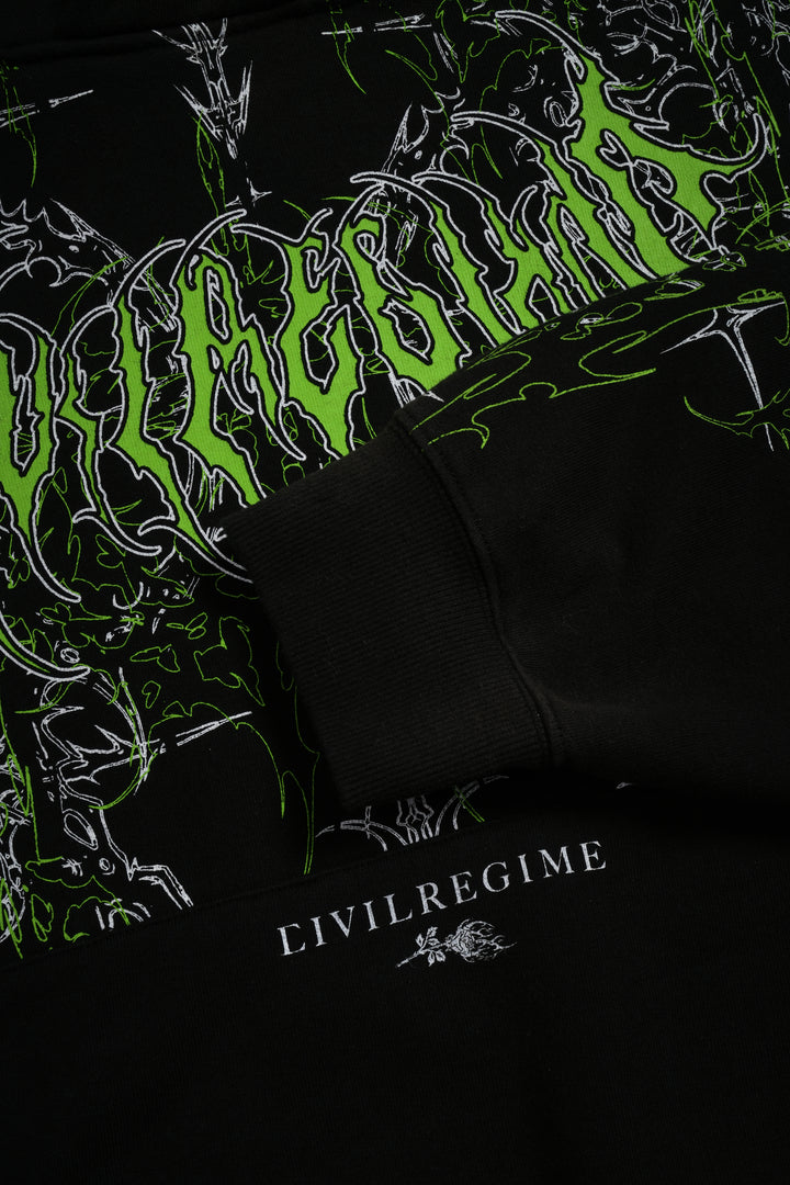 Lucid Odin Hoodie in Vintage Black/Acid Green