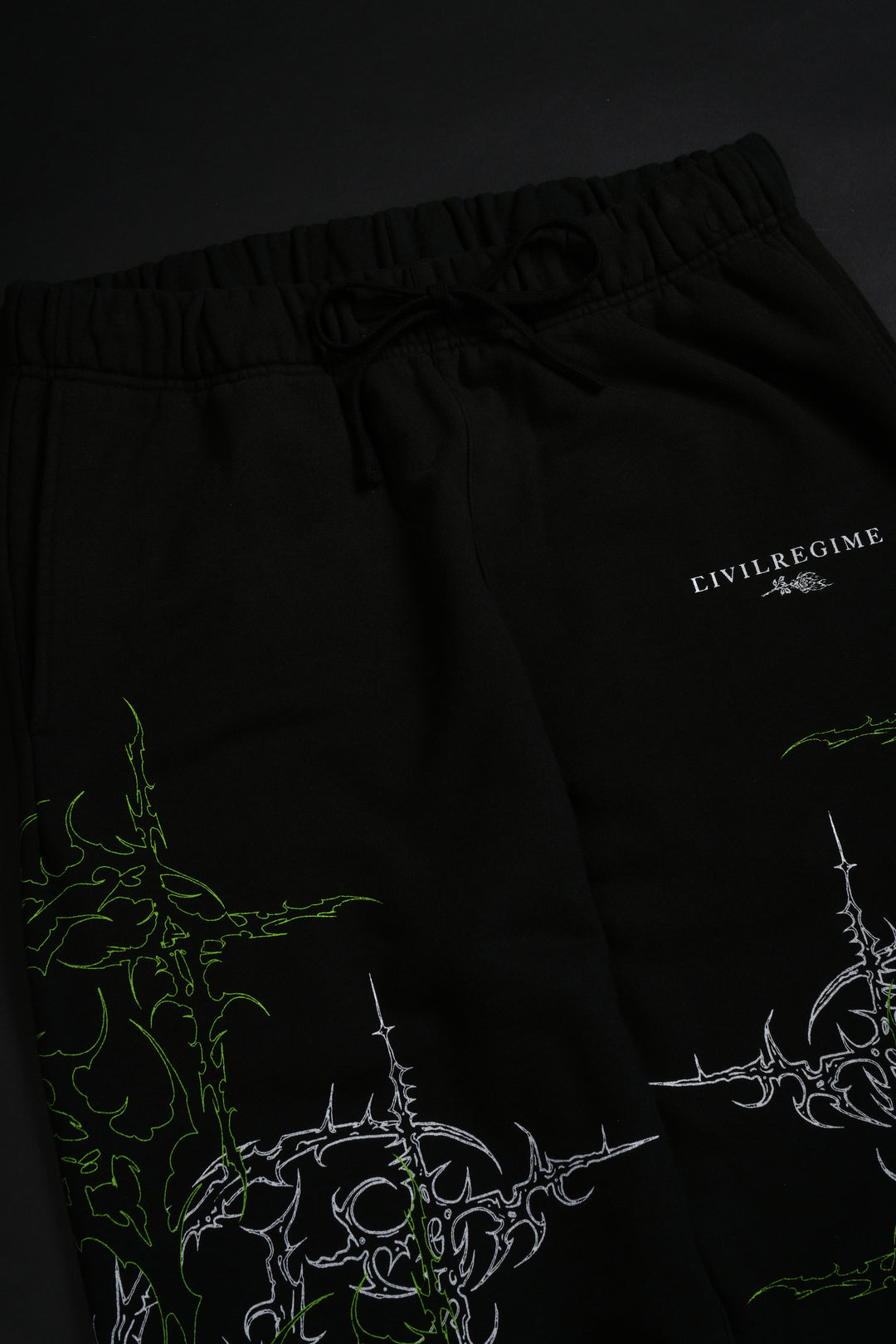 Lucid Eternal Wide Leg Fleece Pants in Vintage Black/Acid Green