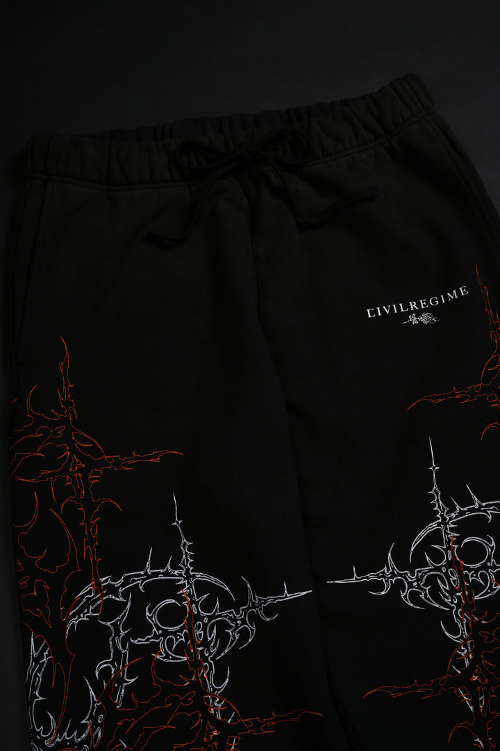 Lucid Eternal Wide Leg Fleece Pants in Vintage Black/Hallow Orange