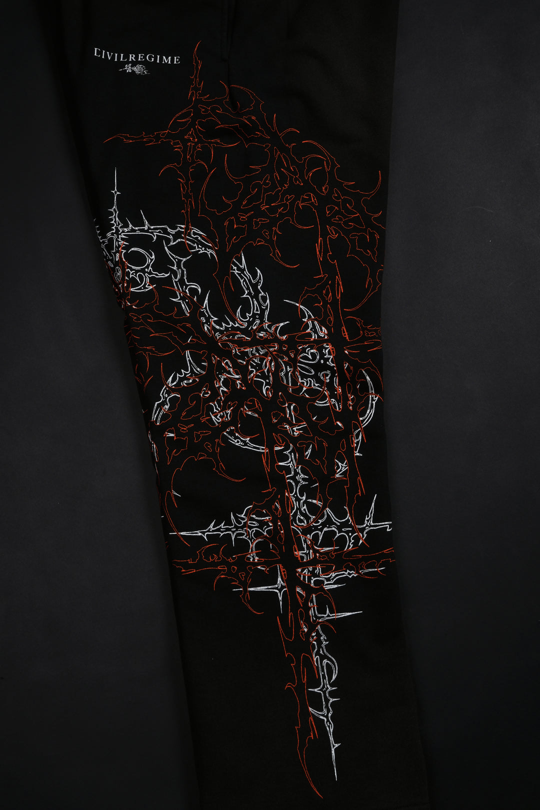 Lucid Eternal Wide Leg Fleece Pants in Vintage Black/Hallow Orange
