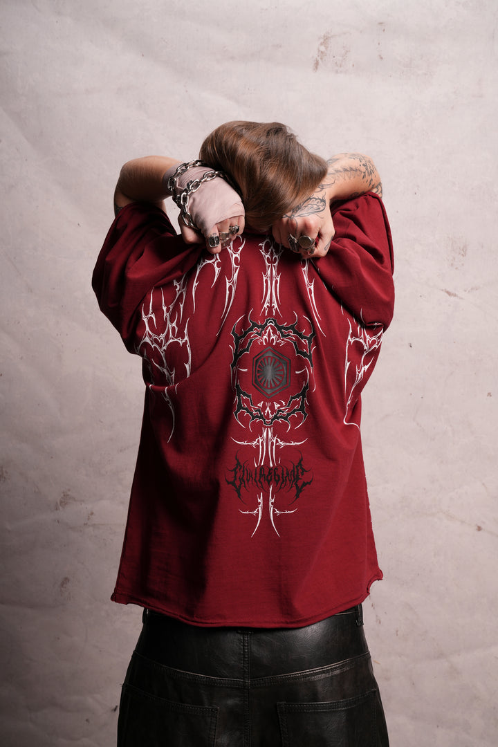 Fire In My Veins Dungeon Tee in Cherry Red