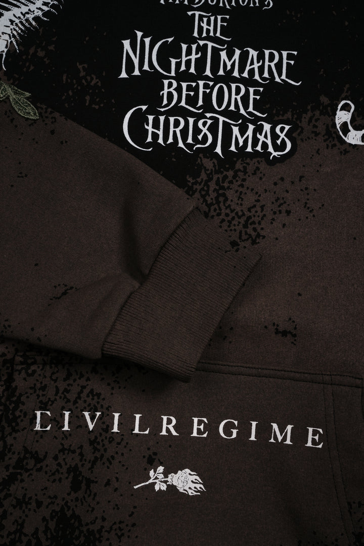 Nightmare Scare Indie Rose Hoodie in Black Mud Stain