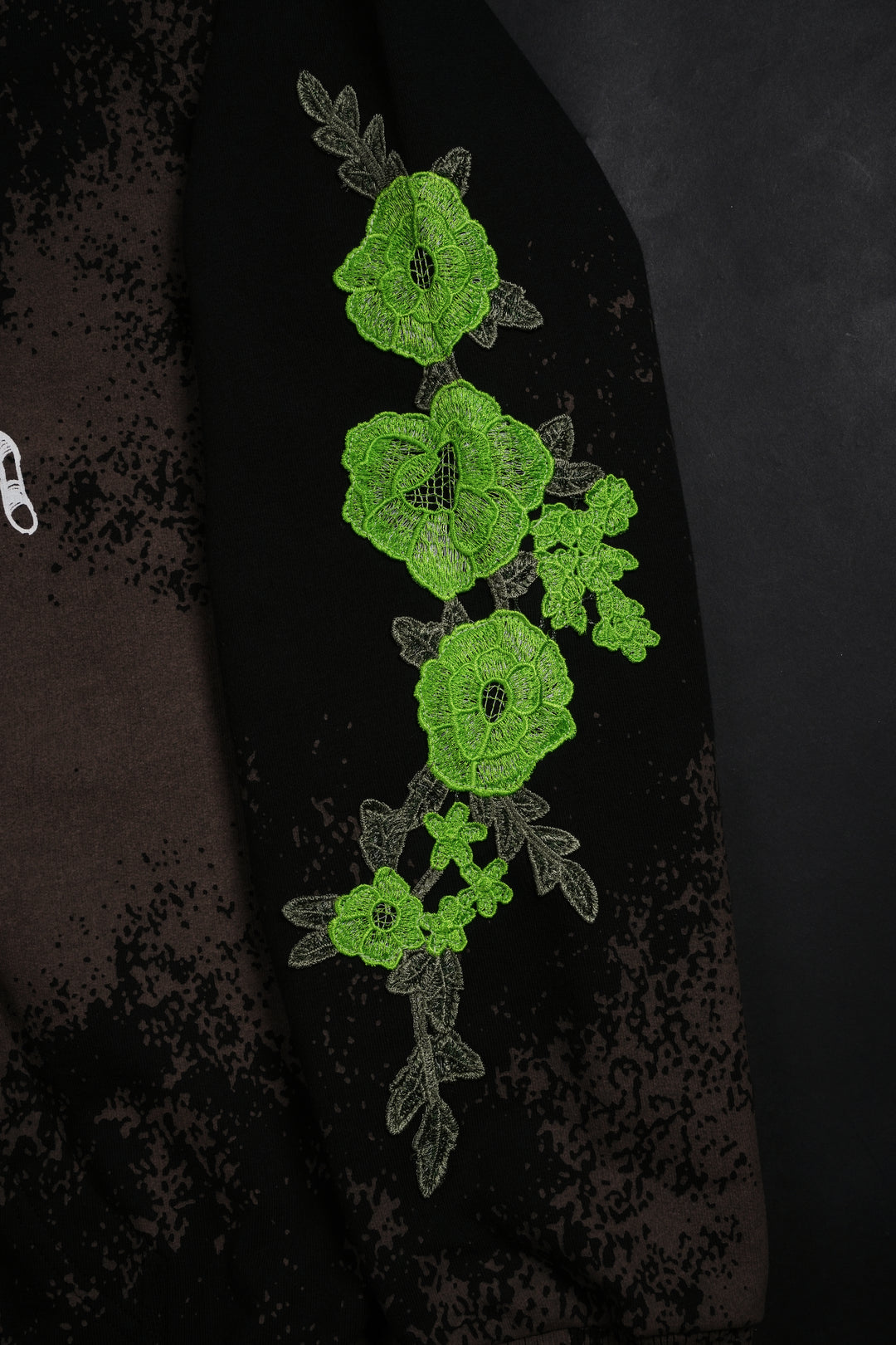 Nightmare Scare Indie Rose Hoodie in Black Mud Stain