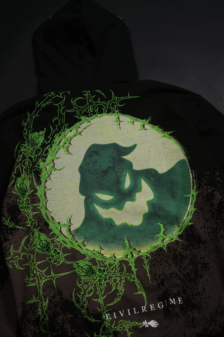 Nightmare Scare Indie Rose Hoodie in Black Mud Stain