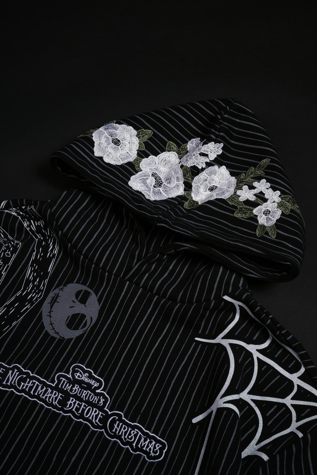Spiral Chaos Indie Rose Hoodie in Pinstripe Print