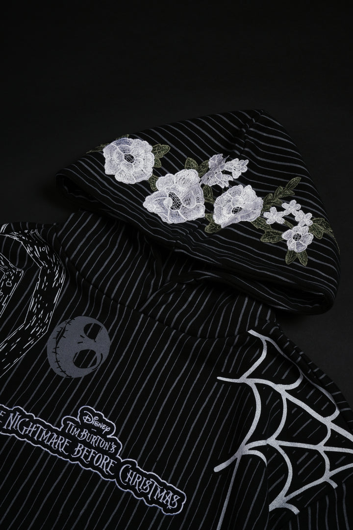 Spiral Chaos Indie Rose Hoodie in Pinstripe Print