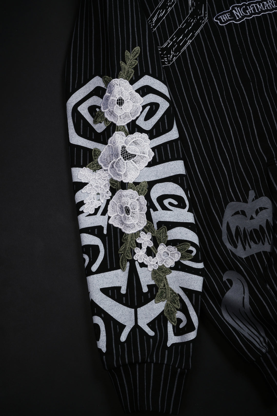 Spiral Chaos Indie Rose Hoodie in Pinstripe Print