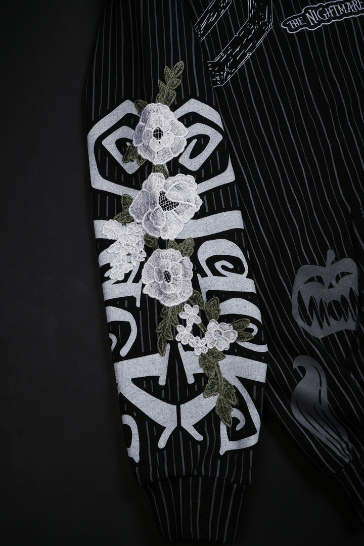 Spiral Chaos Indie Rose Hoodie in Pinstripe Print