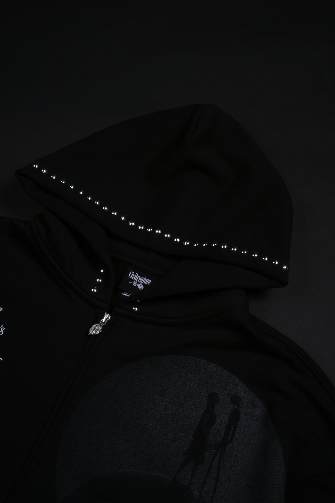 Nightmare Forever Outliers Distressed Zip Up Hoodie in Black