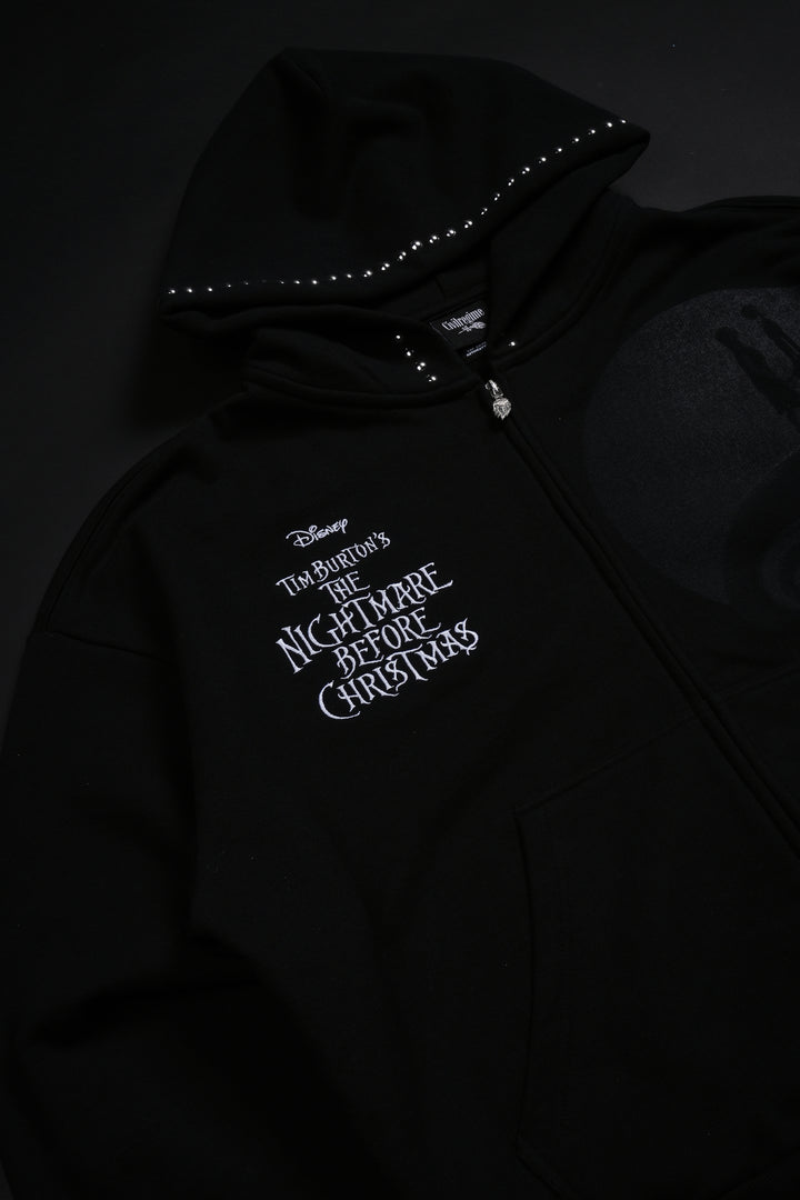 Nightmare Forever Outliers Distressed Zip Up Hoodie in Black