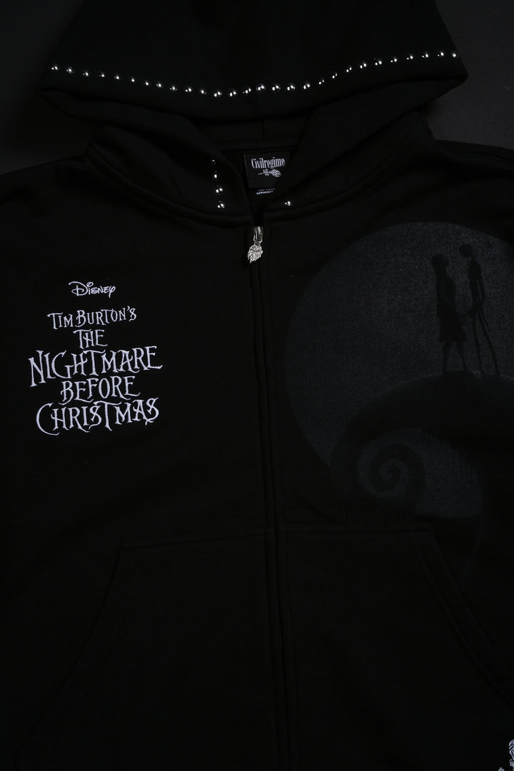 Nightmare Forever Outliers Distressed Zip Up Hoodie in Black