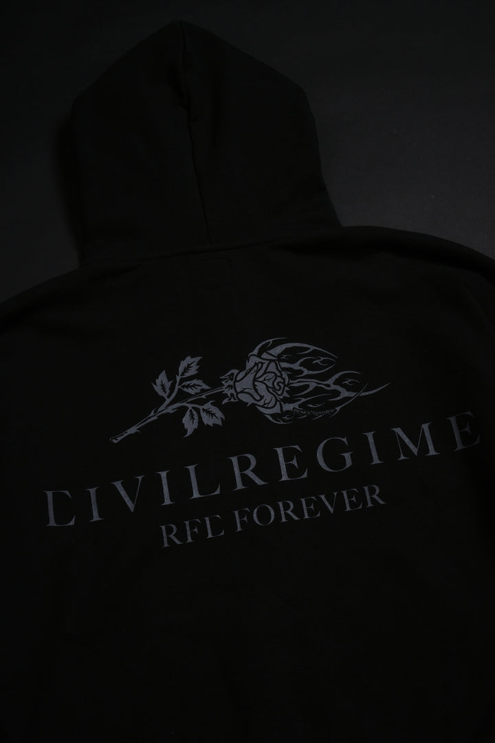 Nightmare Forever Outliers Distressed Zip Up Hoodie in Black