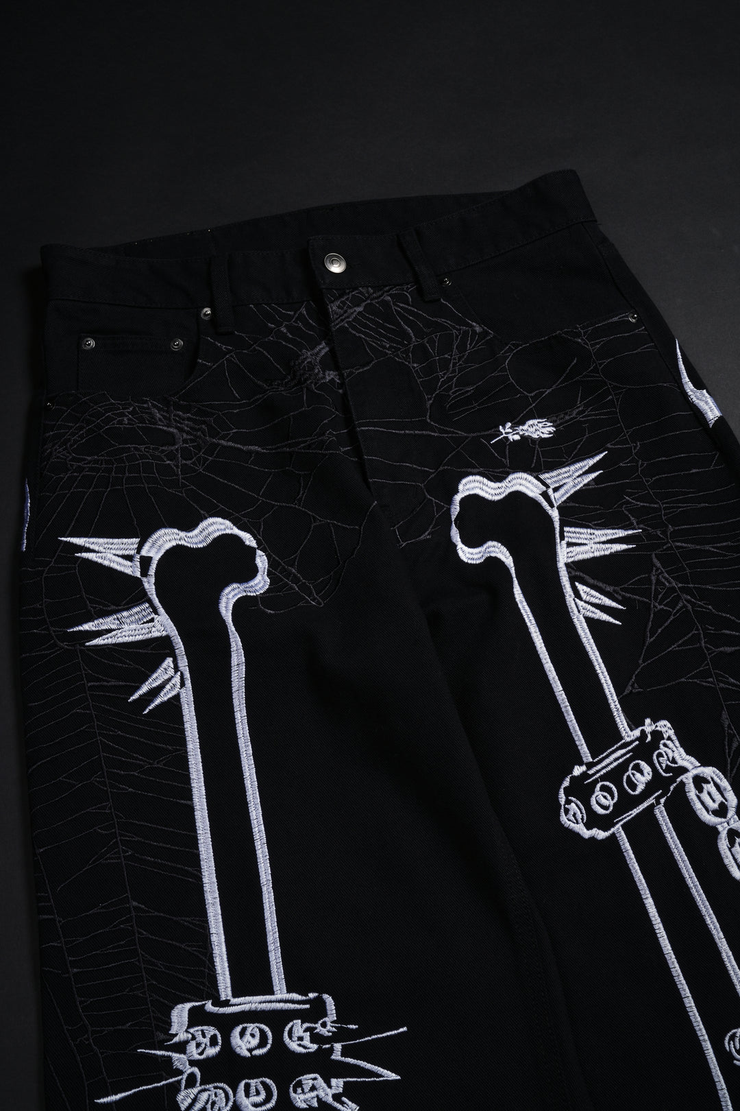 Rose Bones Raw Denim Jeans in Black