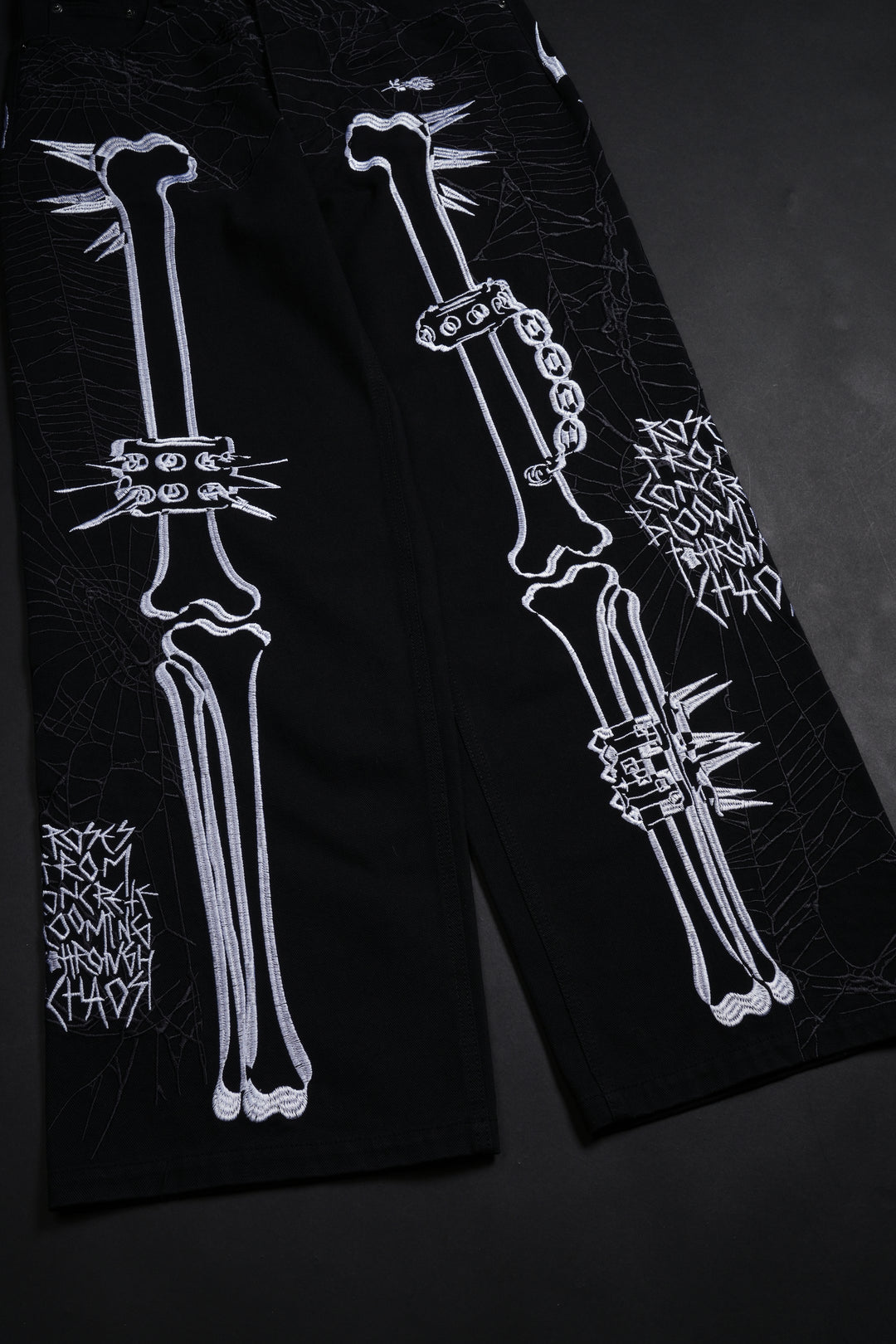 Rose Bones Raw Denim Jeans in Black