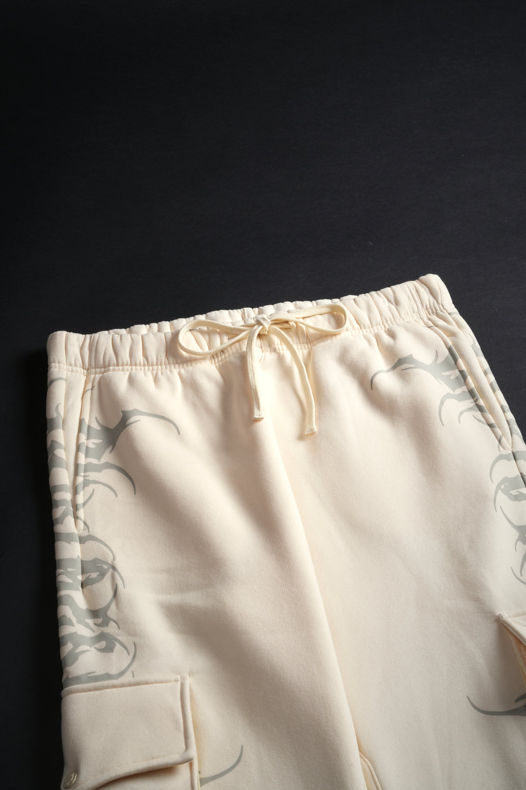 Pure Chaos Wide Leg Cargo Fleece Pants in Butter