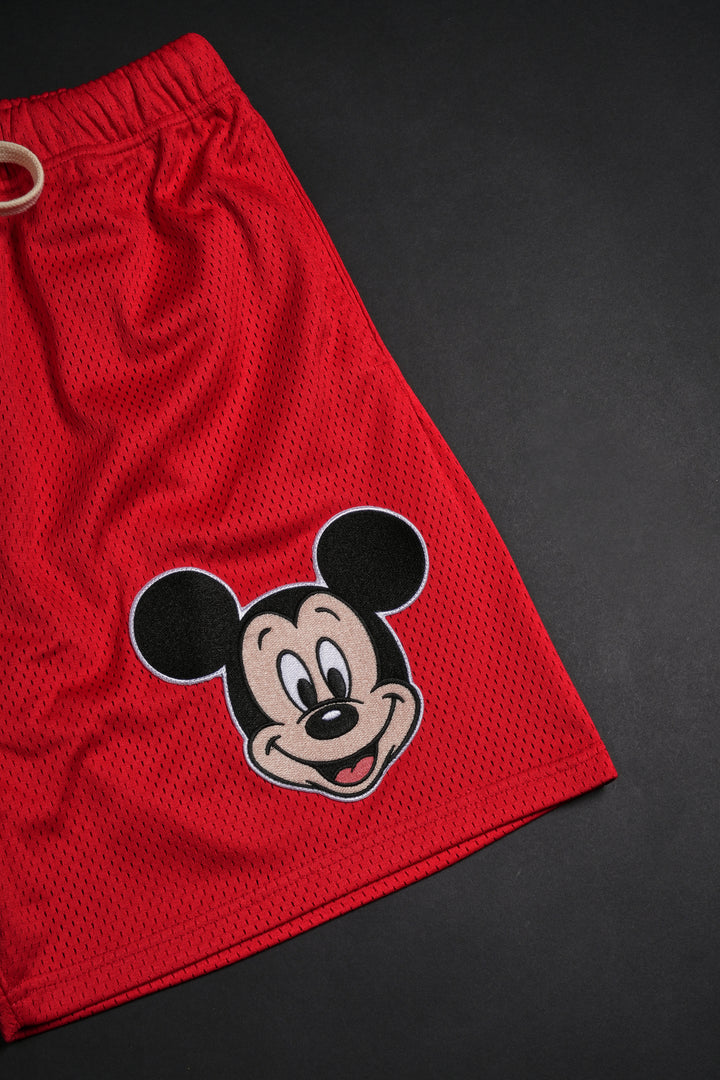 Mickey Mesh Shorts in Red