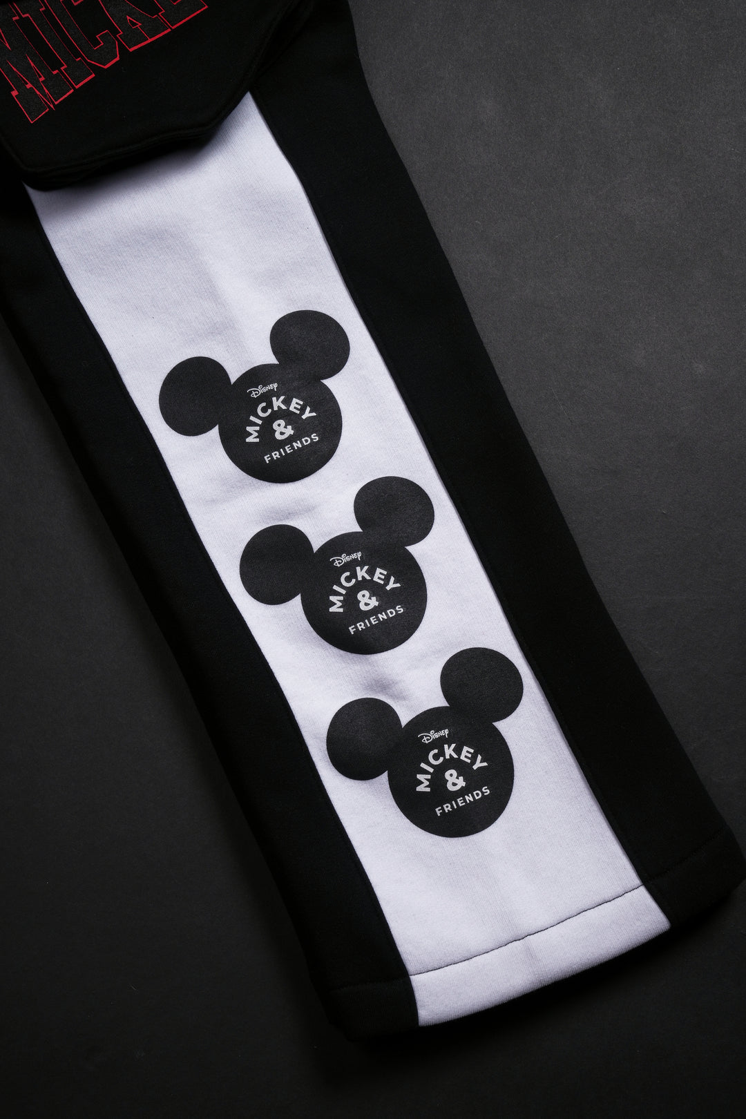 Mickey Wide Leg Cargo Fleece Pants in Black/White