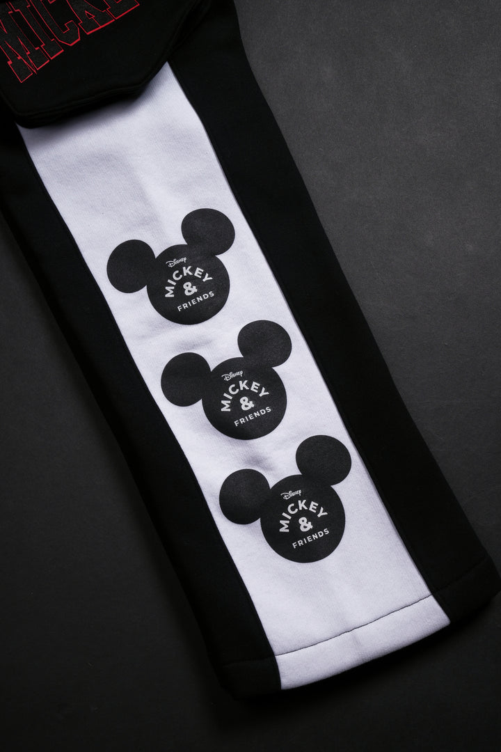 Mickey Wide Leg Cargo Fleece Pants in Black/White