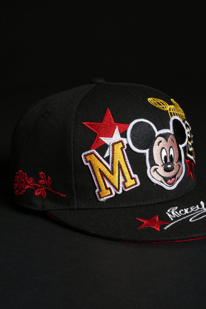 Mickey Script Fitted Hat in Black