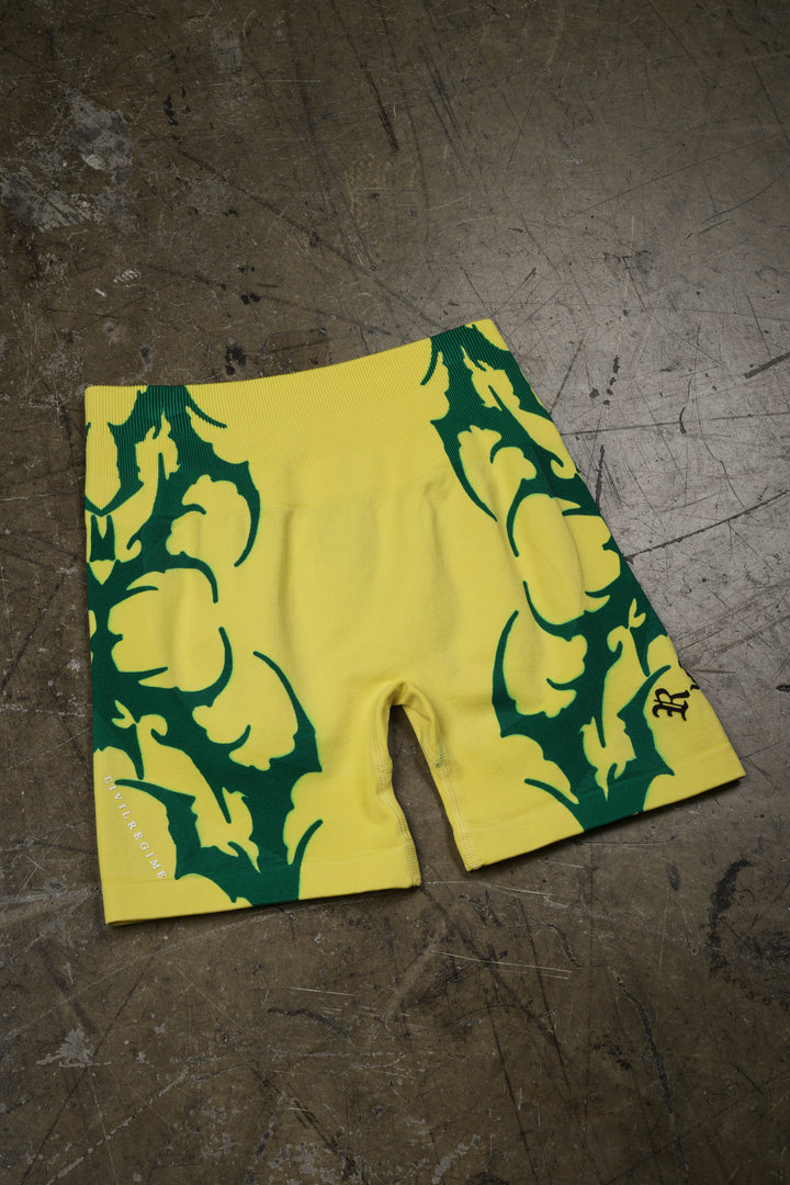 Alpha Aura Kelly Seamless Shorts in Yellow