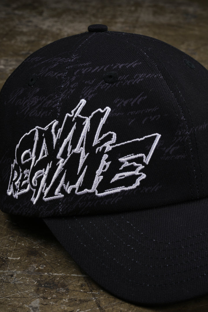 Offset Distressed Dad Hat in Black
