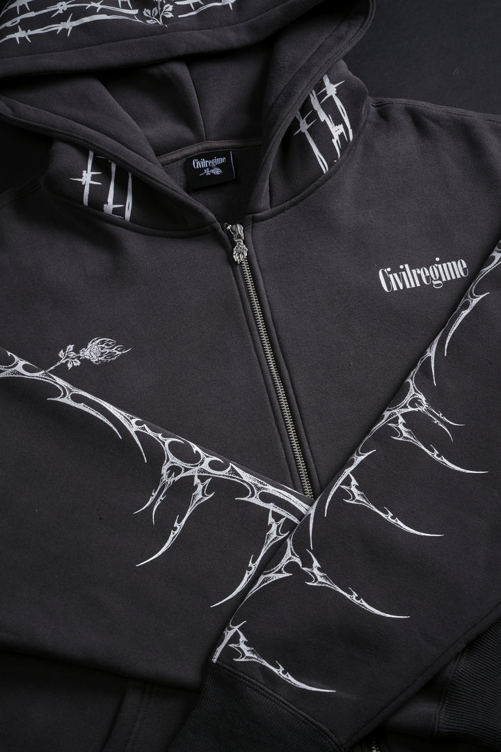 Core Brigade Zip Up Hoodie in Charcoal