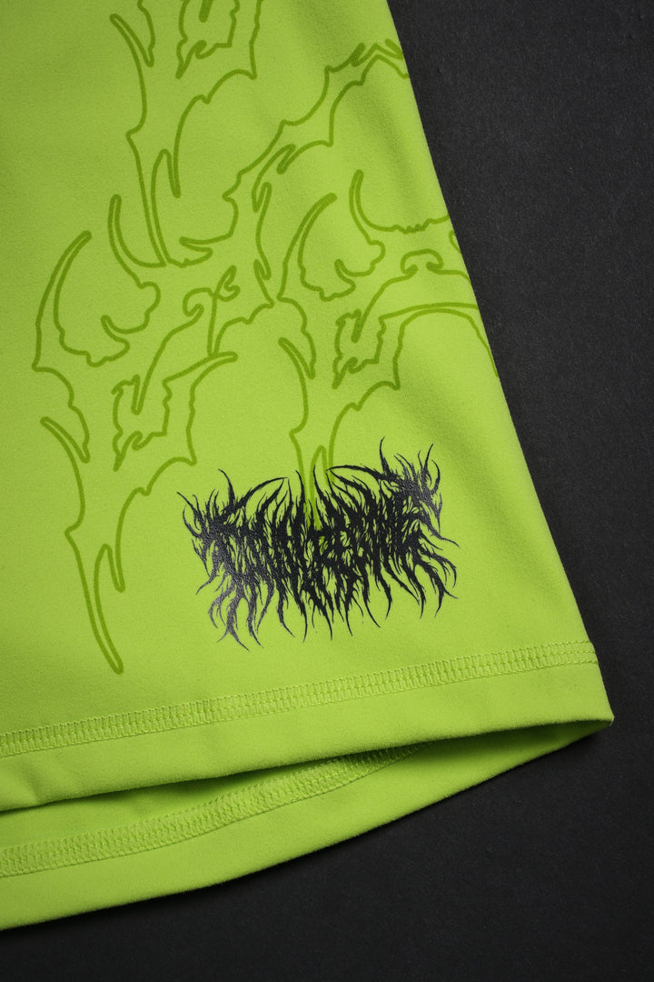 Neon Chaos Energy Bike Shorts in Acid Green