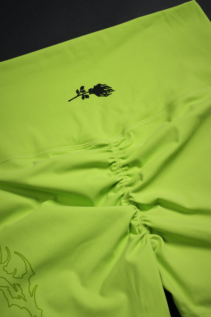Neon Chaos Energy Bike Shorts in Acid Green