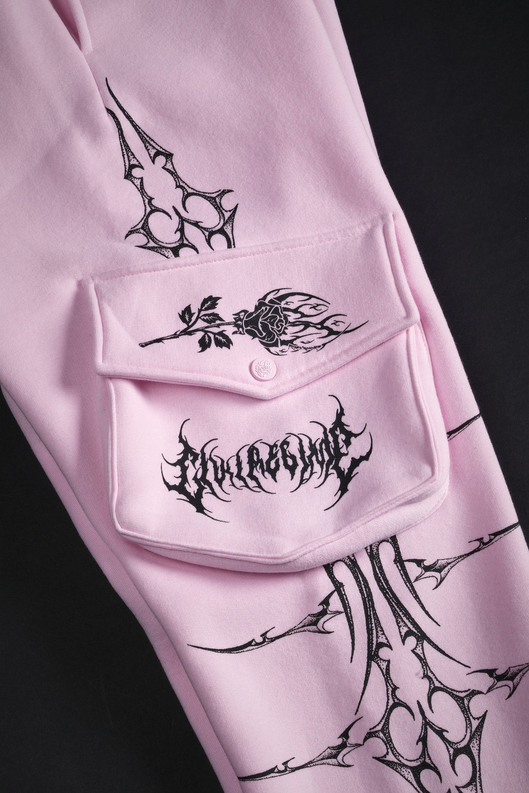 Civil Wide Leg Cargo Fleece Pants in Soft Rose