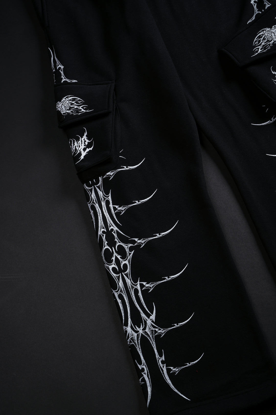 Civil Wide Leg Cargo Fleece Pants in Black