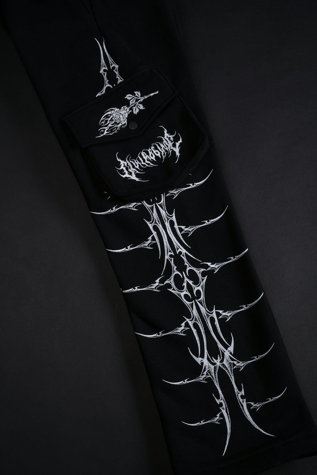 Civil Wide Leg Cargo Fleece Pants in Black