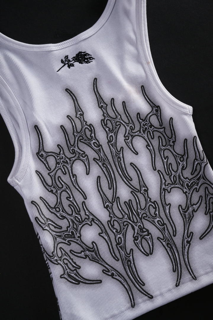 Nightfall Cropped Ribbed Tank in White