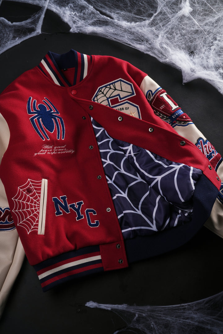Protector Of NYC Letterman Jacket in Red/Sand