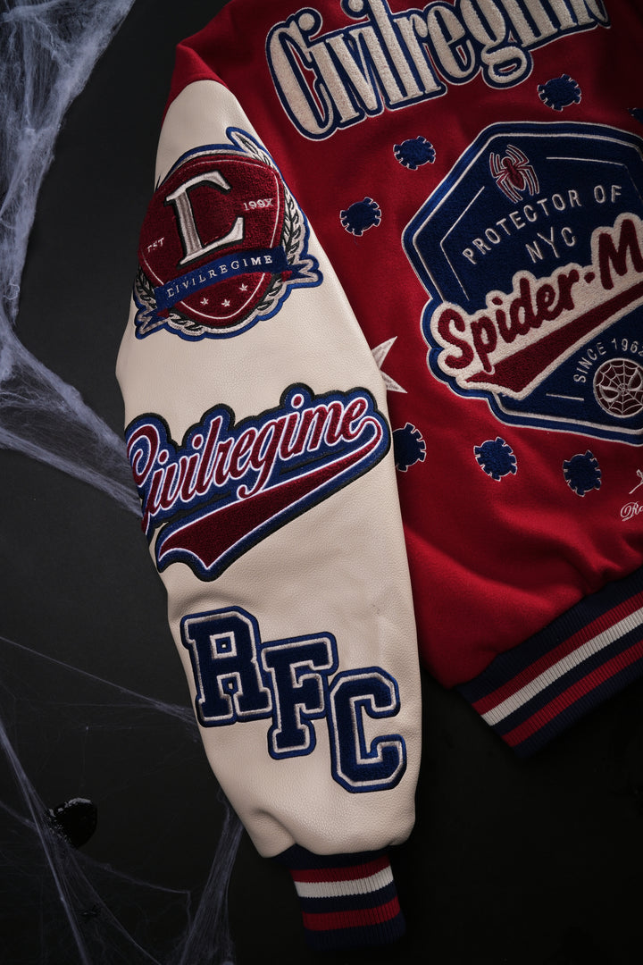 Protector Of NYC Letterman Jacket in Red/Sand