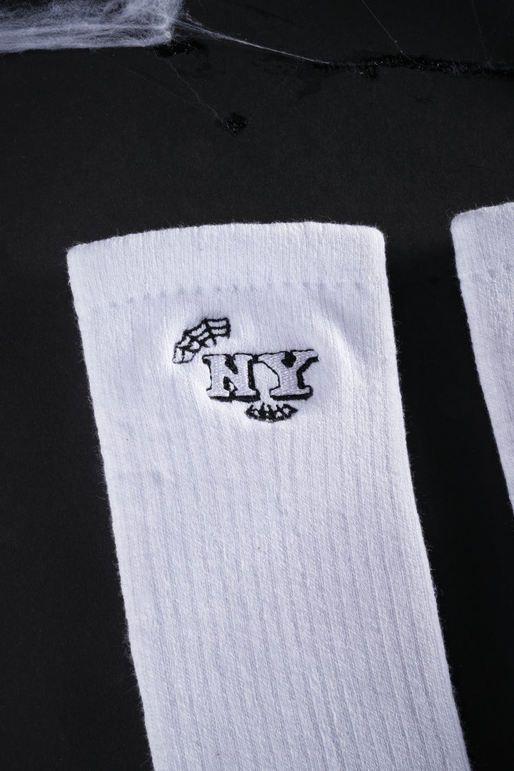 NY Tag Socks in White