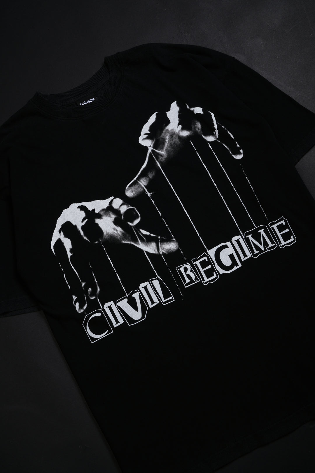 Pull My Strings American Classic Oversized Tee in Vintage Black