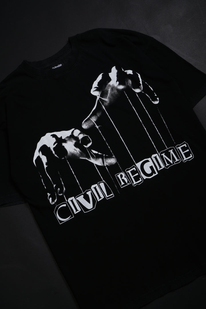 Pull My Strings American Classic Oversized Tee in Vintage Black
