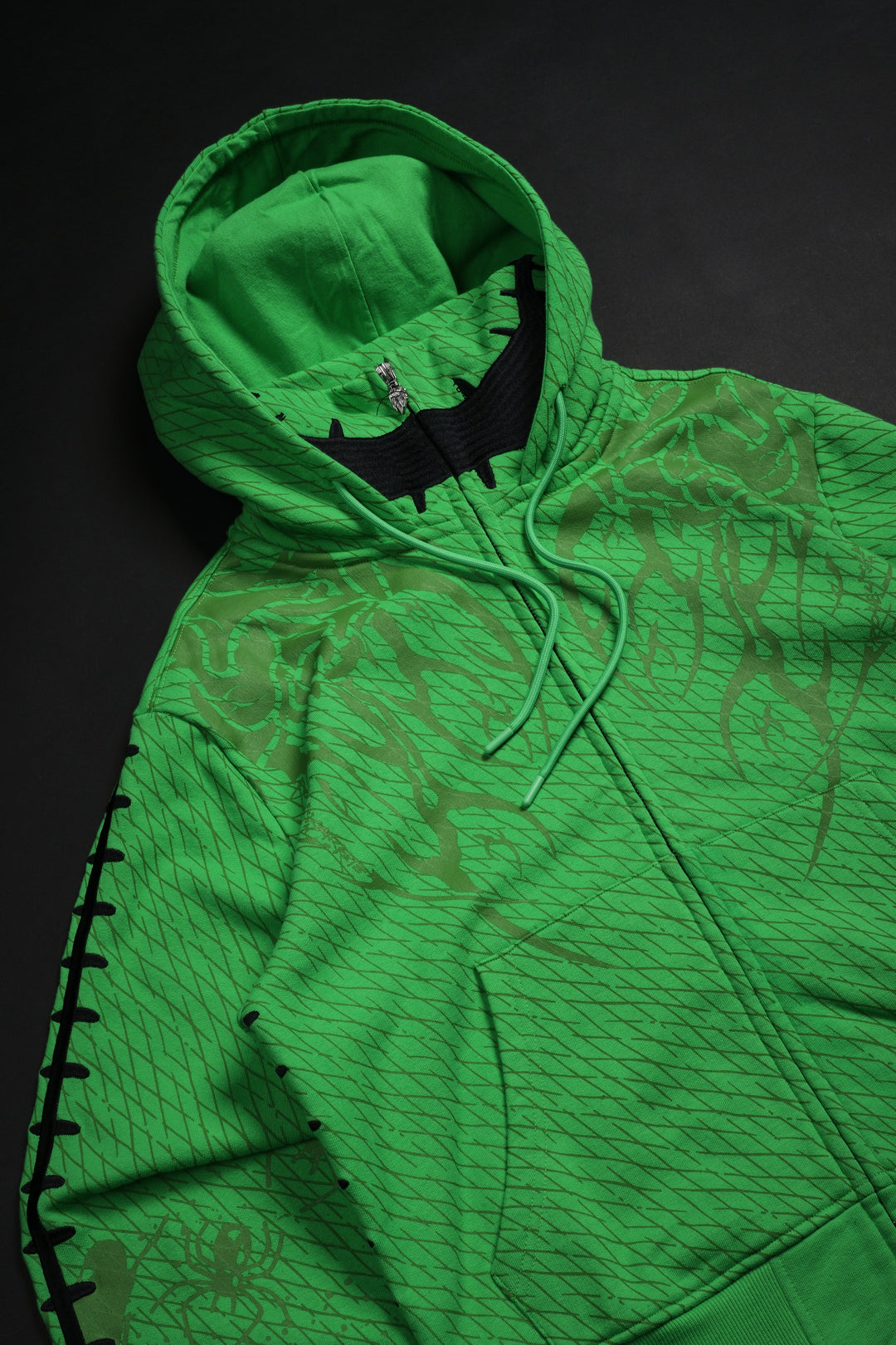 Oogie Boogie Civil Cowl Zip Up Hoodie in Acid Green