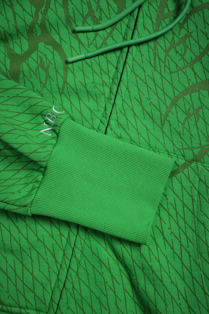 Oogie Boogie Civil Cowl Zip Up Hoodie in Acid Green