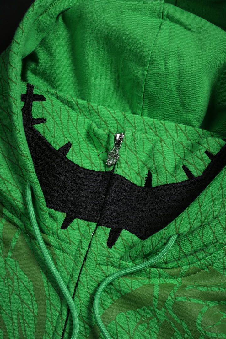 Oogie Boogie Civil Cowl Zip Up Hoodie in Acid Green
