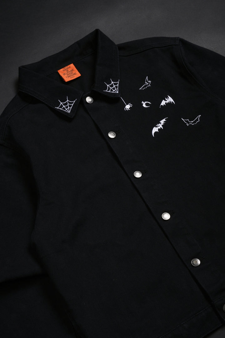 Nightmare Rose Raw Denim Jacket in Black