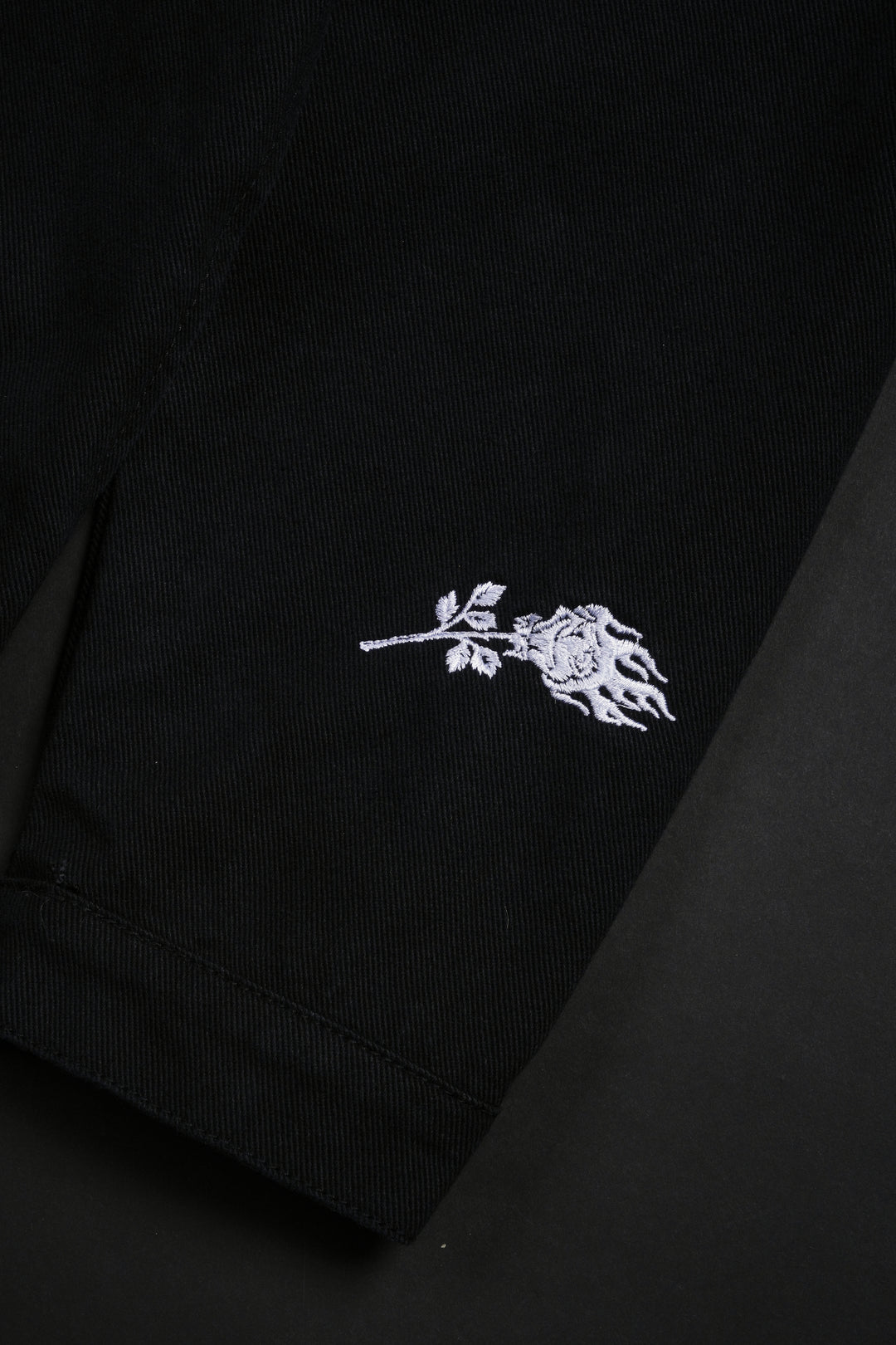 Nightmare Rose Raw Denim Jacket in Black