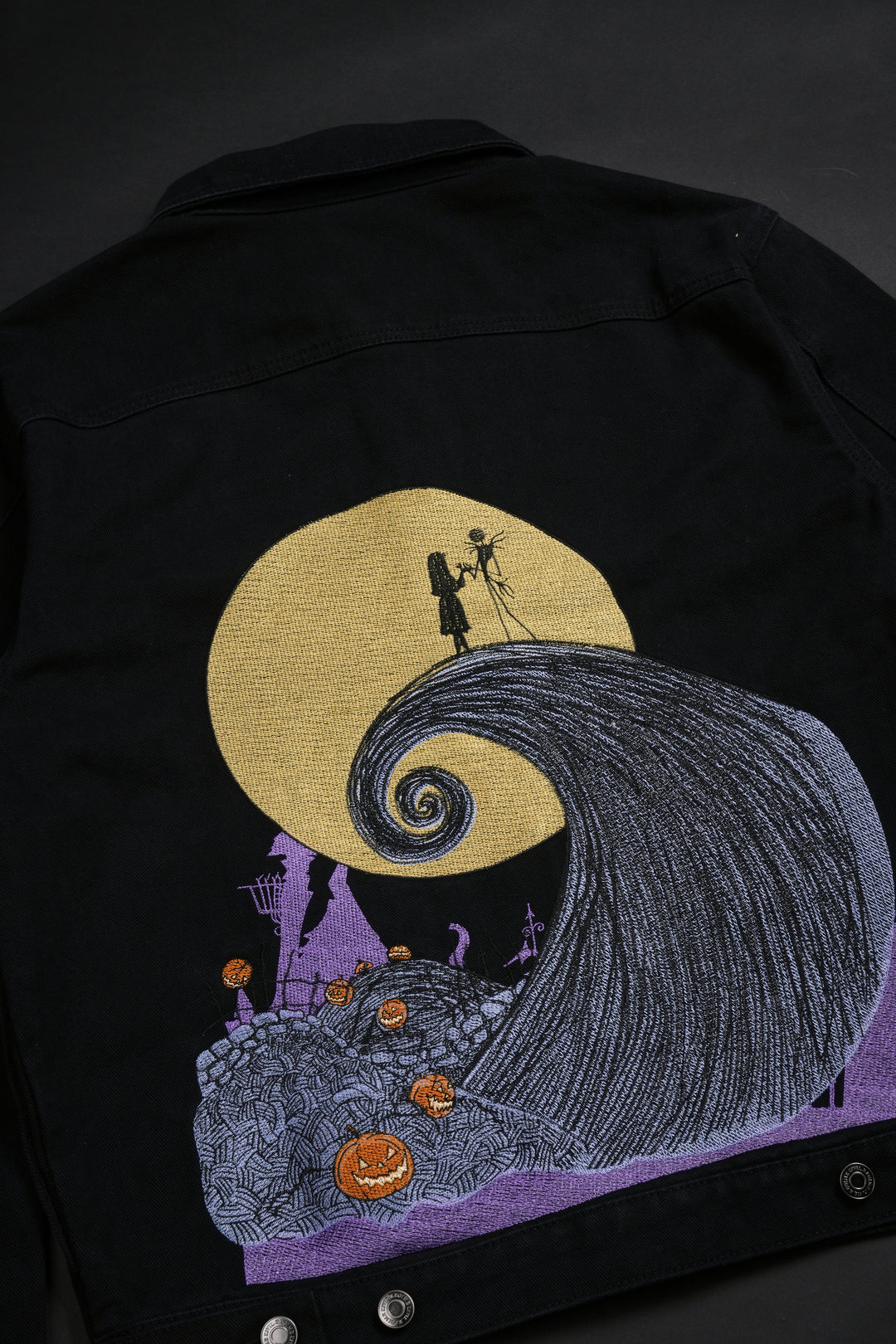 Nightmare Rose Raw Denim Jacket in Black