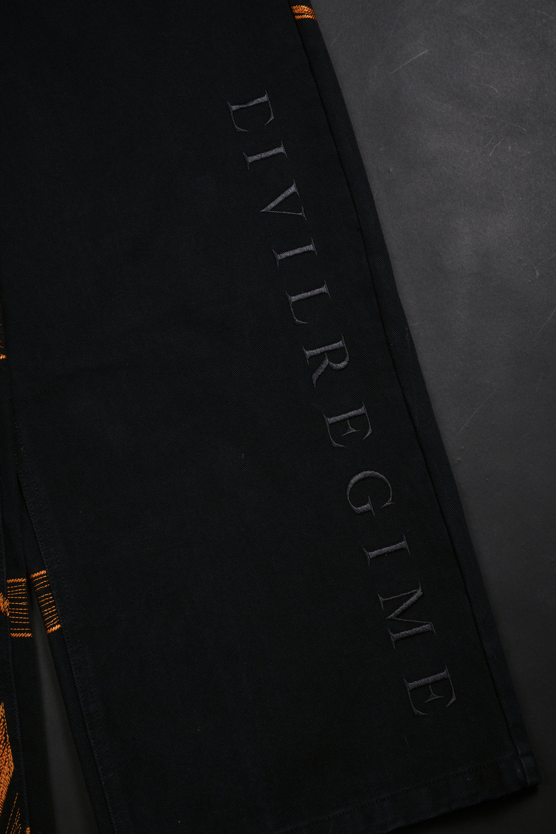 Pumpkin Freight Raw Denim Jeans in Black/Hallow Orange
